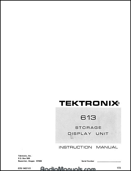 Tektronix 613 Instruction Manual Tektronix 613 Instruction Manual